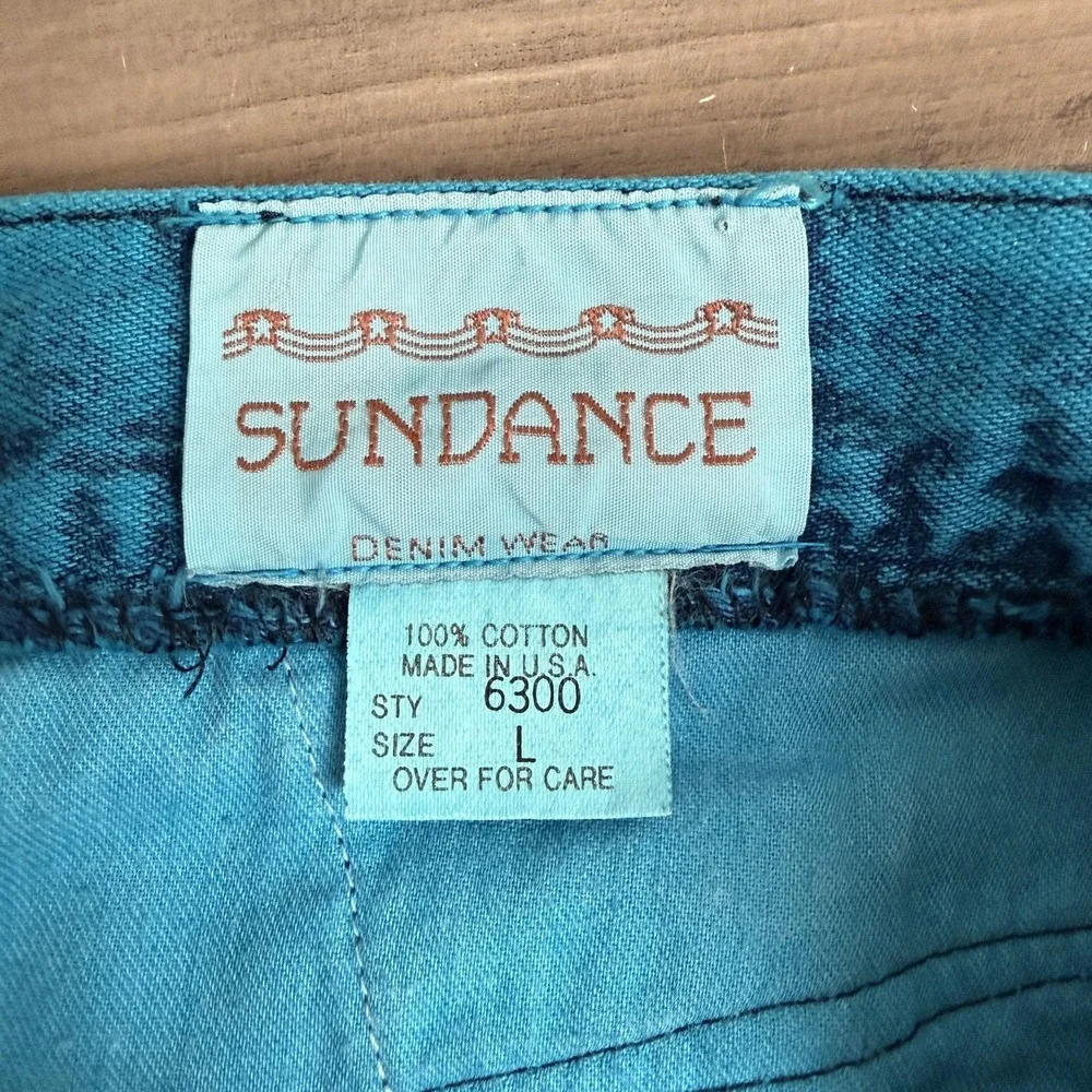 Vtg Sundance Denim Wear Jacket Pants Set Womens Sz L Acid Wash USA 90s 80s Artsy - Picture 10 of 16